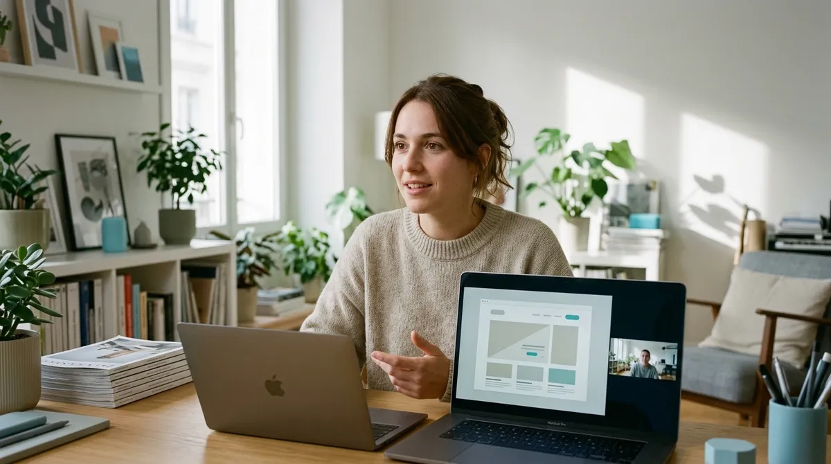 Graphiste en visioconférence avec un client
